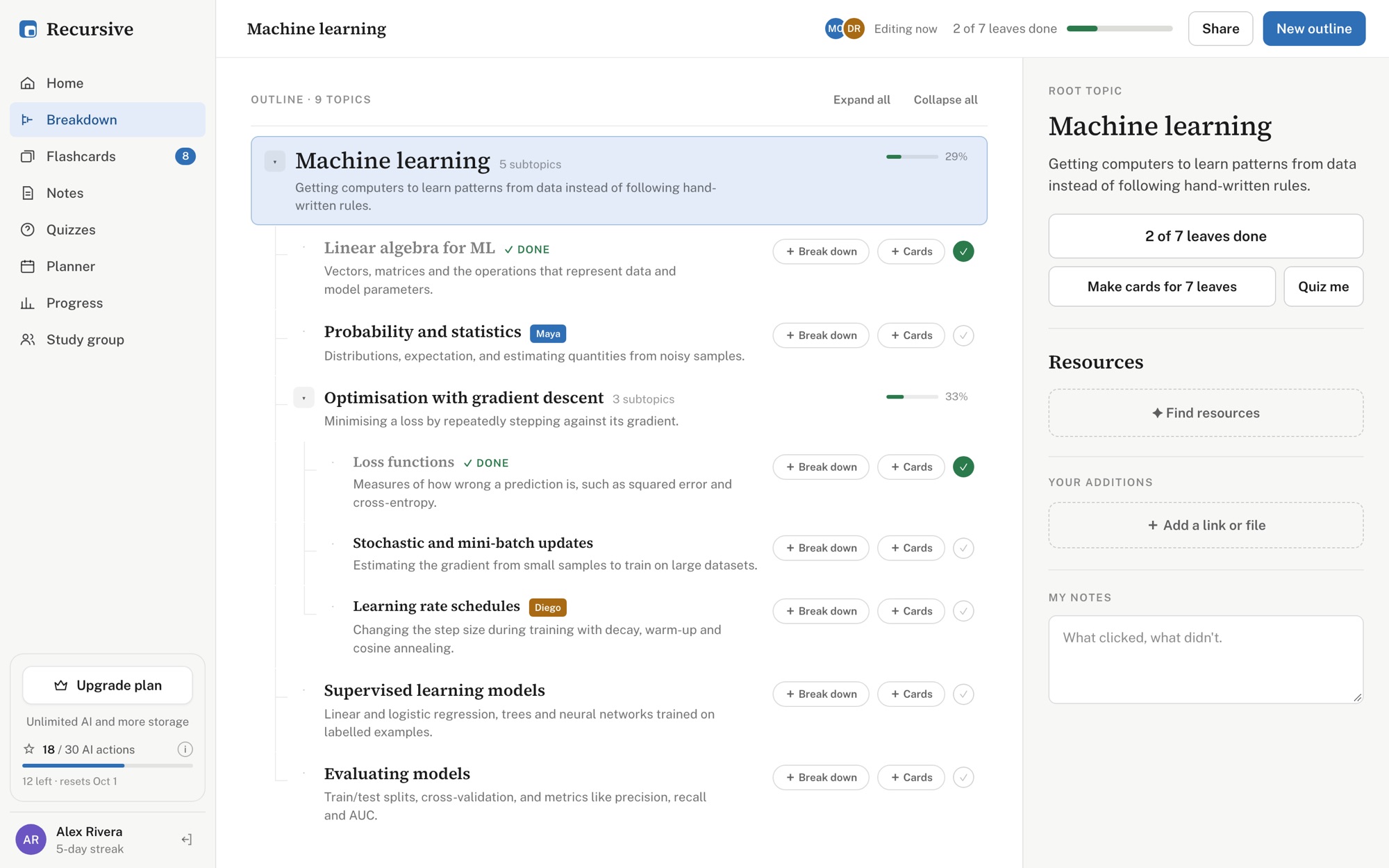 Recursive on the web: an outline broken into subtopics
